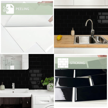 10-Sheet Thick Peel and Stick Kitchen Backsplash Tiles(Green,12"×12") | 3D Subway Waterproof Self-Adhesive Wall Tile Stick on Backsplash for Kitchen and Bathroom