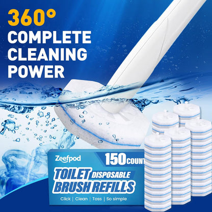 100 Count Disposable Toilet Brush,Toilet Cleaner Wand Refills Compatible with Most Toilet Brushes- No Falling Apart, Fresh Fragrance，4X Cleaning Power，Bathroom Cleaning.