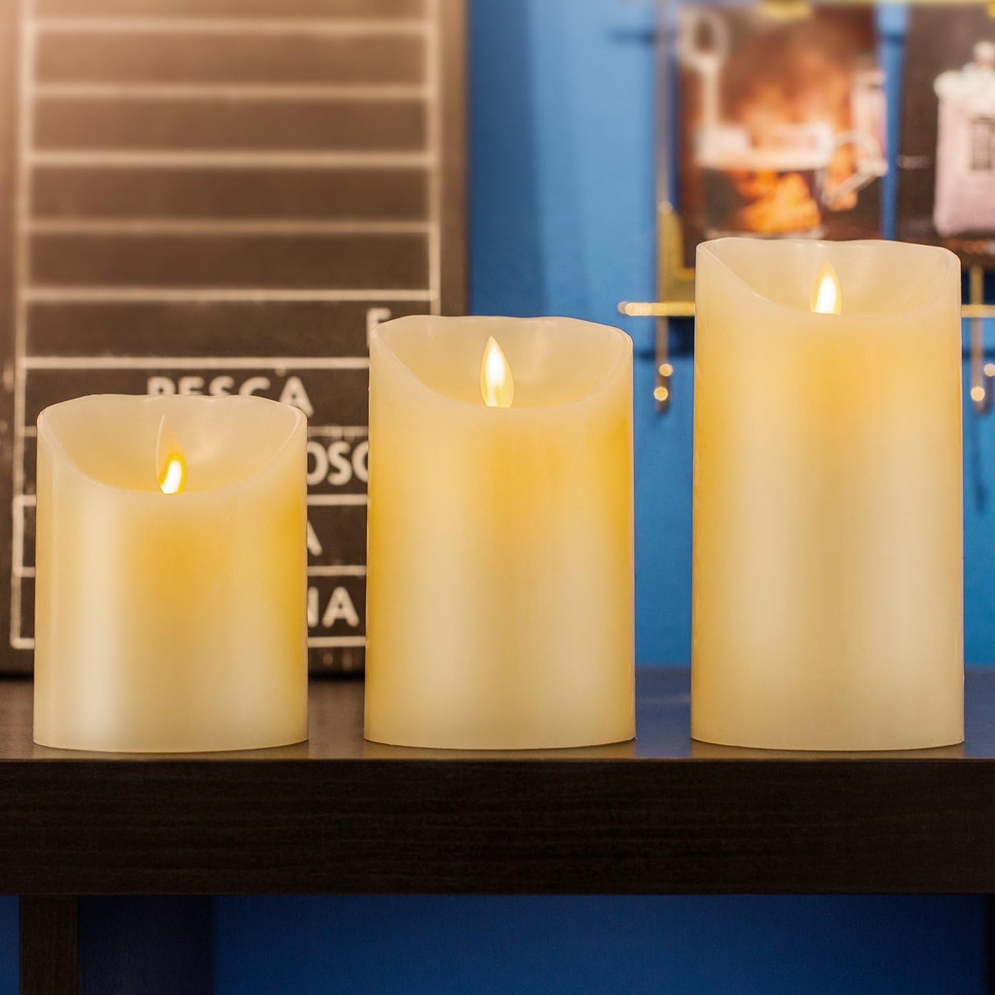 AKU TONPA Flameless Candles Battery Operated Pillar Real Wax Flickering Electric LED Candle Gift Sets with Remote Control Cycling 24 Hours Timer, Pack of 6 (3" D x 4" H, Ivory)