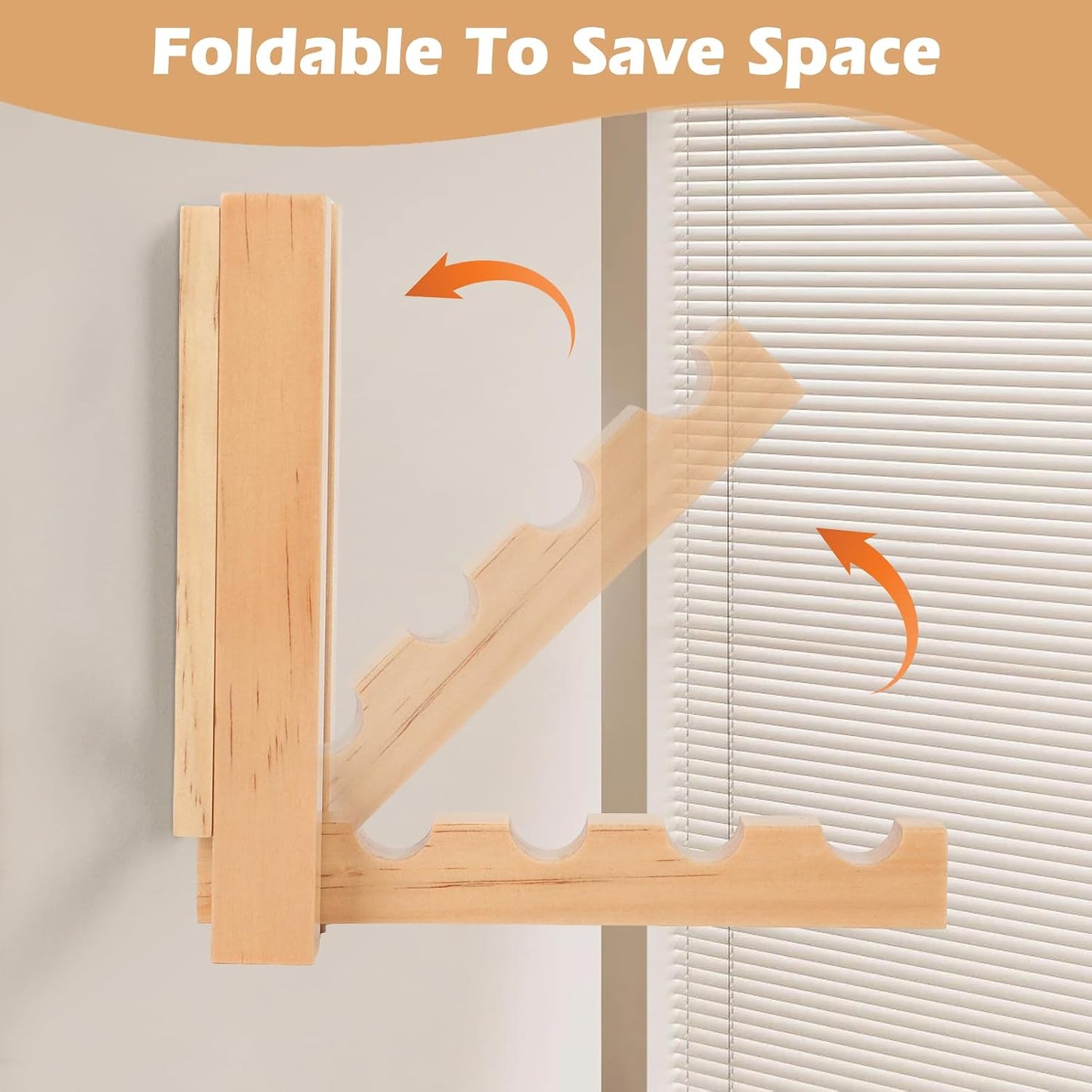 2 Pack Wall Mounted Clothes Drying Rack, Foldable Wooden Laundry Drying Rack Wall Mount, Magnetic Clothes Hanger Rack for Laundry Room, Bathroom, Closet Organization, Space Saving Storage