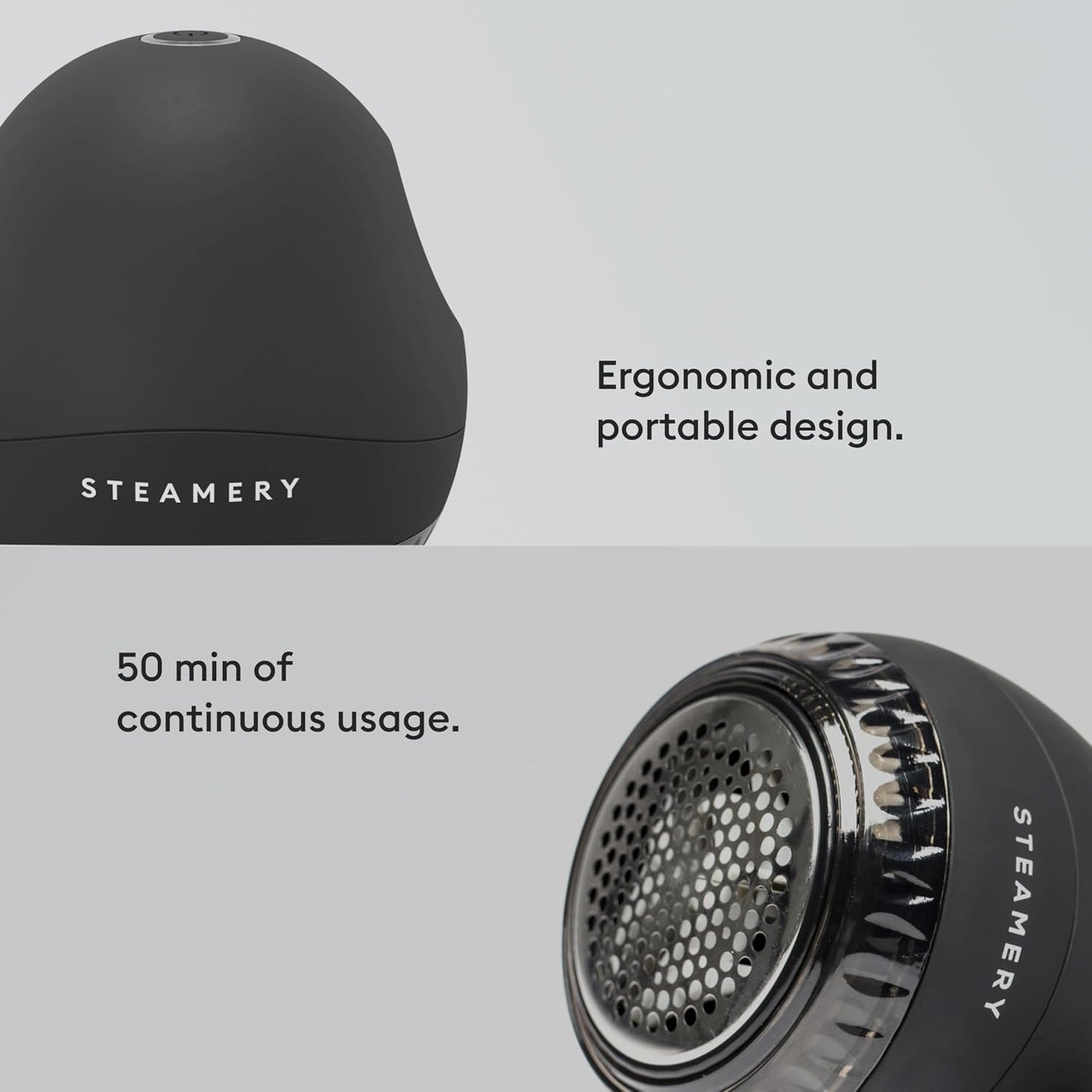 Steamery Fabric Shaver Pilo 1, Lint Remover for Pills and Bobbles, 5W, Portable, Rechargeable, Ergonomic, Scandinavian Design, Grey
