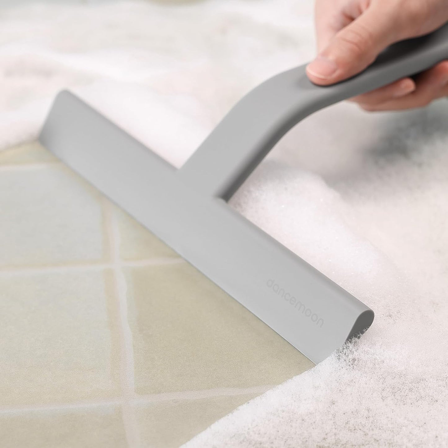 dancemoon JustHang Shower Squeegee for Glass Doors, All-in-One Award-Winning Silicone Squeegee with Built-in Hook for Bathroom, Window, Mirror, Tile Wall, Car, Streak-Free Cleaner Tool, 10-Inch Black
