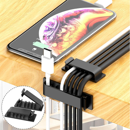 ELII 300PCS Cable Management Kit,4 Cable Sleeve 35 Cable Clips | 11Cord Holders,20 Roll Cable Organizer Straps, 200 Fastening Cable Ties,20 Cable Zip Tie Mounts for Computer TV Under Desk
