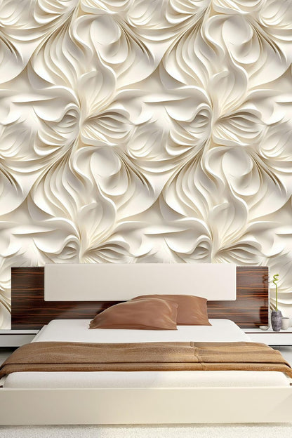 Floral Peel and Stick Wallpaper 3D Effect Interior Wall Décor Contact Paper Self Adhesive Removable Renter Friendly for Bedroom Living Cabinet Room 17.7in x 9.8ft (Not Textured Wallpaper