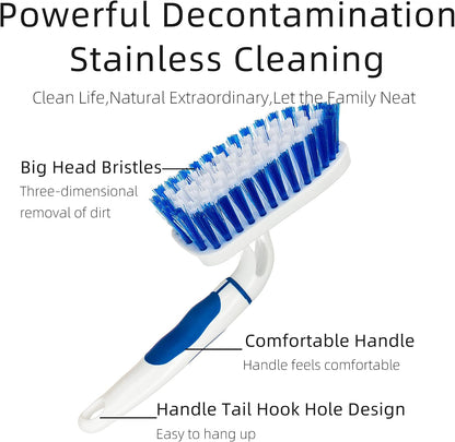 2-Pack Scrub Brush for Cleaning with Long Handle,Medium Firm Brush Bathroom Cleaning Supplies and Bathtub Cleaner and Shower Cleaning Brush,Multi-Scene Use for Kitchen or Carpet Brush,White&Green