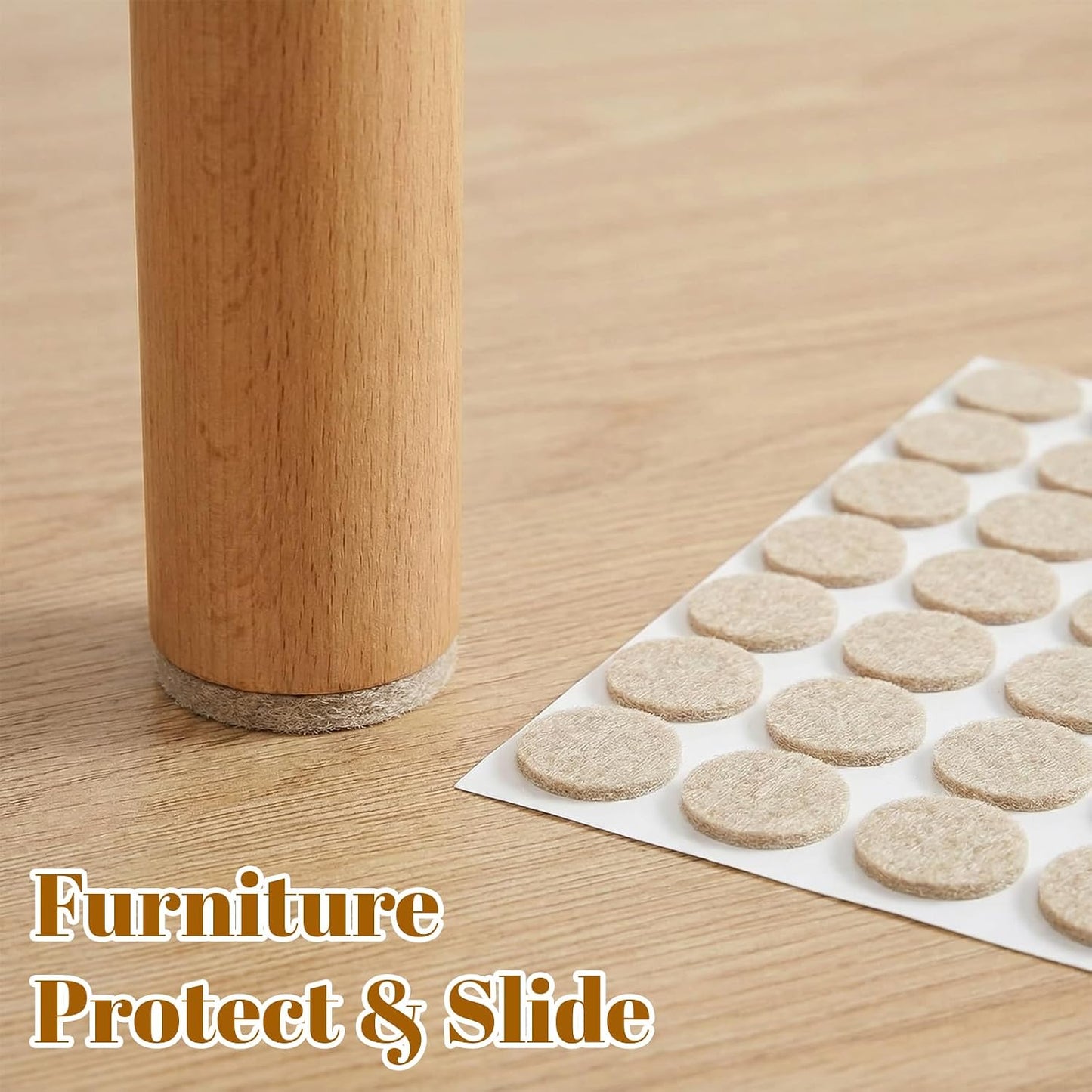Sibba 128Pcs Felt Furniture Pads, Self Adhesive Round Furniture Pads for Chair Legs, Non Slip Anti Scratch Floor Protectors for Hardwood Floors, 0.75 Inch Round, Beige