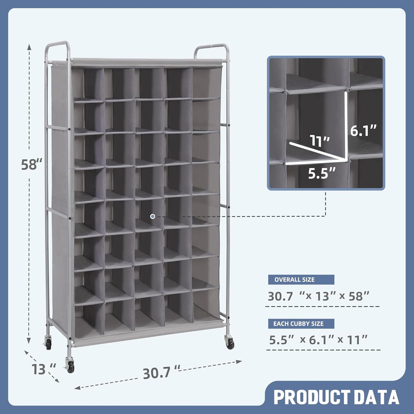 STORAGE MANIAC Stackable Shoe Cubby Organizer, Free Standing Shoe Cube Rack for Entryway, Bedroom, Apartment, Closet, 20-Cube Gray