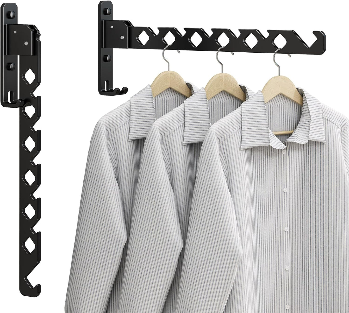 Wall Mounted Clothes Drying Rack, Wall Clothes Hanger Foldable, Laundry Hanger Hook for Bathroom, Wall Clothes Rack Indoor, Perfect for Small Spaces, White