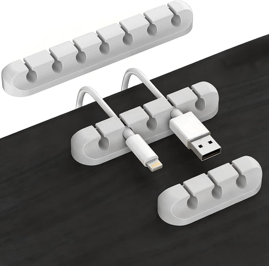 Cable Management Organizer, Soft TPU Cord Holder Self-Adhesive Wire Clips for Desk, Wall, Car – Flexible & Durable, No Bad Smell, Multipurpose for Data Cable, Headphone Cable, Mouse Line (5 Sizes)