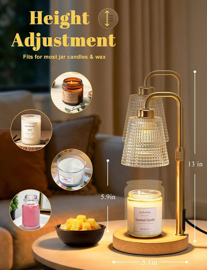 Candle Warmer Lamp with Timer Dimmable, Wax Warmer for Scented Jar Candles, Adjustable Height Candle Lamp for Home Decor, Birthday Gifts for Women Mom House Warming Gifts, Matte Black