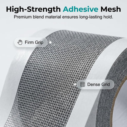 Strong Adhesive Screen Repair Tape, Window Screen Repair Kit, Fiberglass Mesh Screen Repair Kit for Window and Door, Self-Adhesive Patch for RV, Tent, Pool, Patio, Porch Netting (1 PCS, 3 in*18 FT)
