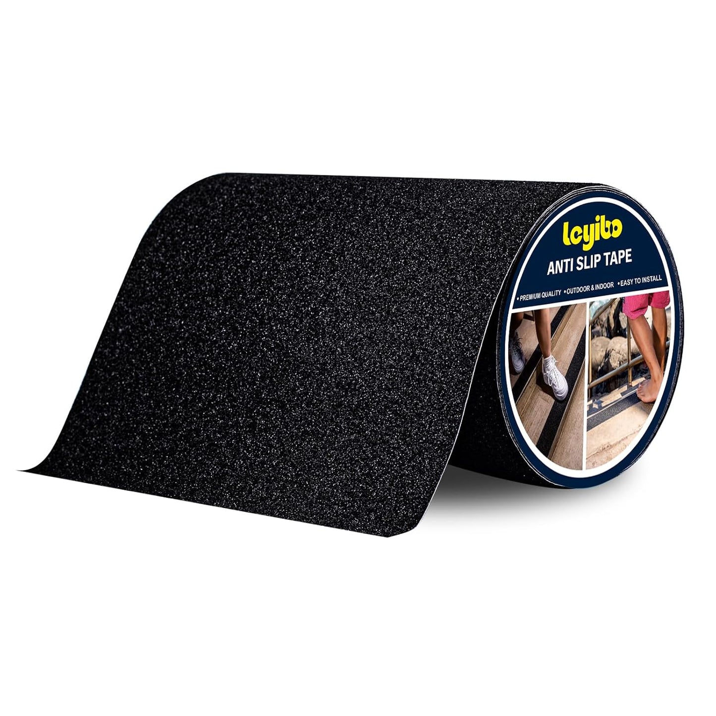 Anti Slip Tape, 12 Inch x 16 Ft Grip Tape for Stairs Outdoor/Indoor, Waterproof Non Skid Roll for Stair Treads Non Slip, High Traction Friction Abrasive Adhesive Stair Steps - Black