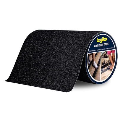 Anti Slip Tape, 12 Inch x 16 Ft Grip Tape for Stairs Outdoor/Indoor, Waterproof Non Skid Roll for Stair Treads Non Slip, High Traction Friction Abrasive Adhesive Stair Steps - Black