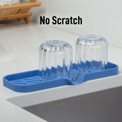 Zulay Kitchen (9x3.5in) Sponge Holder for Kitchen Sink - Flexible Heavy-Duty Multipurpose Sink Caddy - Counter Organizer for Kitchen, Bathroom, Makeup, Trinkets & More! (Grey)