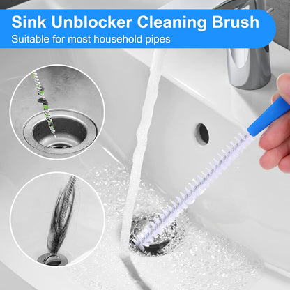 Yuanchu 2 Pack Flexible Drain Cleaning Brush, 23.6inch Long Drain Clog Remover Tool with Nylon Bristles Rust-Resistant Sink Unblocker Tool for Toilet Kitchen Shower Sewer Tub