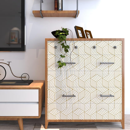 MelunMer Geometric Peel and Stick Wallpaper Gold 118In L 17.7In W Self Adhesive Removable Wallpaper for Bedroom/Bathroom Waterproof Modern Contact Paper for Cabinets Gold Contact Paper Shelf Liner