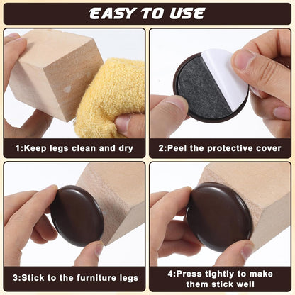 16pcs Furniture Sliders for Carpet 2 inches/1.2 inches Stick Furniture Sliders & Hardwood Floors Furnitures Moving Pads Self Adhesive Chair Gliders for Easy Moving on Carpet (Coffee)