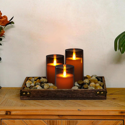 Homemory Realistic Flickering Battery Operated Candles, LED Fake Electric Candle with Remote Control and Timer, Flameless Candles for Home, Christmas Decoration, White, Set of 3