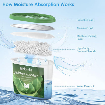 Moisture Absorbers with Activated Charcoal, Humidity Control & Air Deodorizing Preparations for Closet, Bathroom, Basement, Car & RV, 3 Pack
