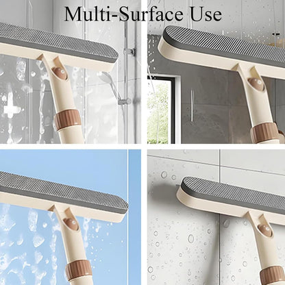 5-in-1 Double-Sided Window Screen Cleaning Brush， Multi-Purpose Cleaning Brush，with Retractable Handle and Built-in Crevice Brush, Dry and Wet Use， for Home, Office & Porch Screens (Khaki)