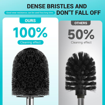 AONEZ Compact Toilet Brush & Holder, Stainless Steel Handle, Space Saving for Storage, Deep Cleaning, Drip-Proof, Easy to Assemble, Nylon Bristles, White & Grey