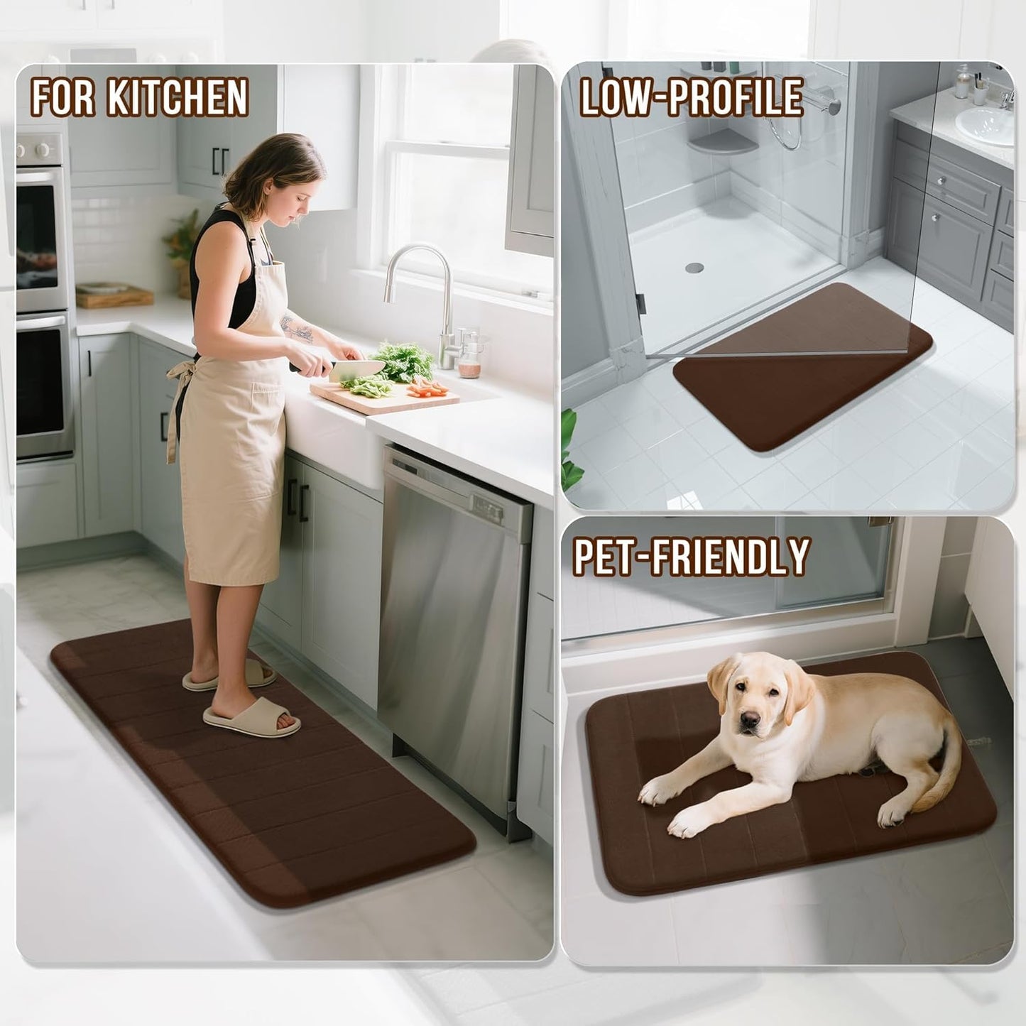 Yimobra Memory Foam Bath Mat, Super Soft Absorbent Bathroom Rug Non Slip, Quick Dry, Machine Washable Floor Carpet for Tub Shower, Home Decor Accessories, 24x17, Grey