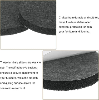 uxcell Furniture Pads, 36Pcs 0.5" - Round Self Adhesive Felt Furniture Pads, Floor Protectors for Furniture Feet Chairs Legs Hardwood Floors (Black)