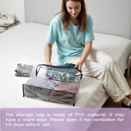 5PACK Clear Zippered Storage Bag for Clothes, 22L Clear Storage Bags, and Blanket Storage Bags for Bedding, Blankets, Comforters, Clothing, Books, DVD & CD (White)