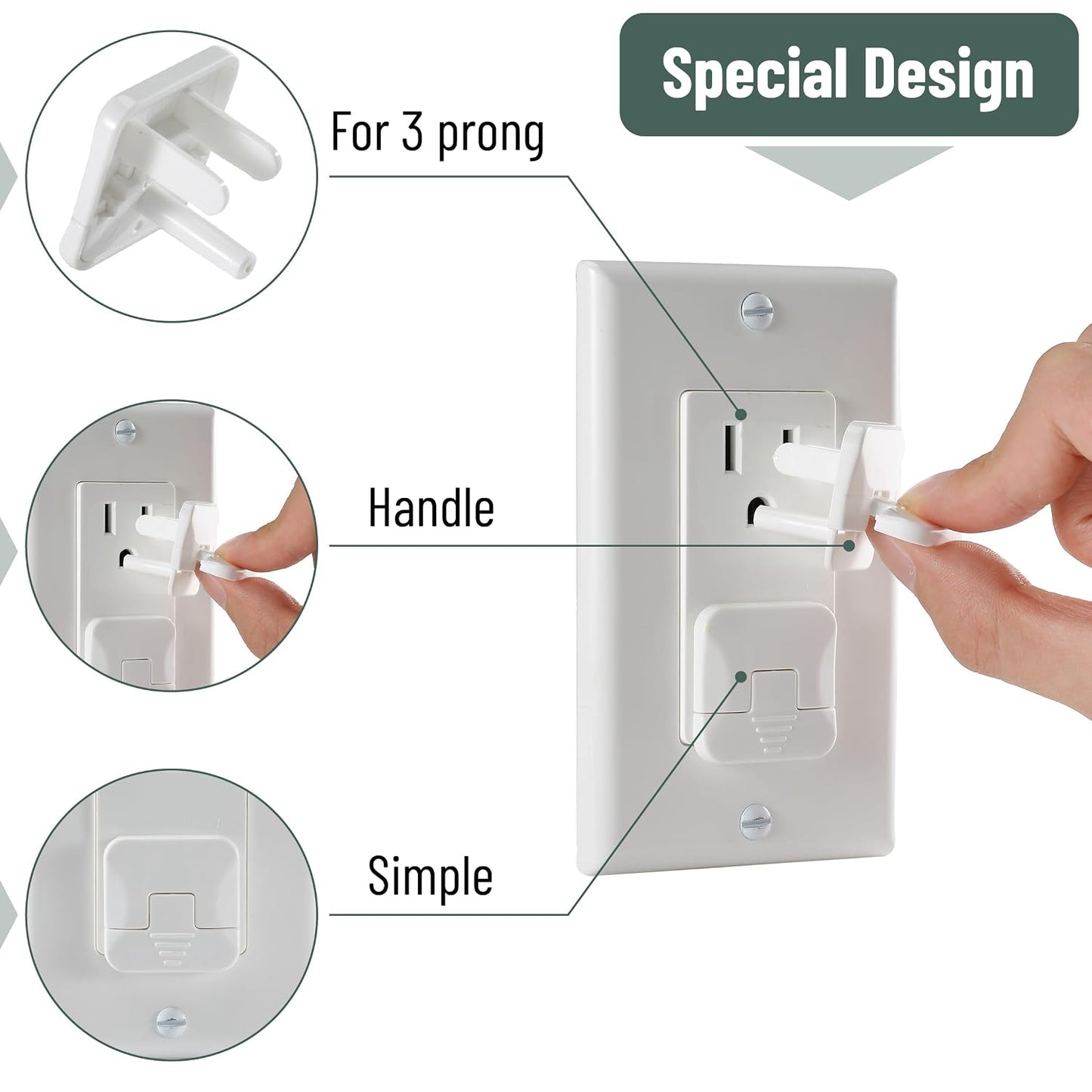 Bates- Outlet Covers Child Proof, 10 Pack, White, 3 Prong Outlet Covers