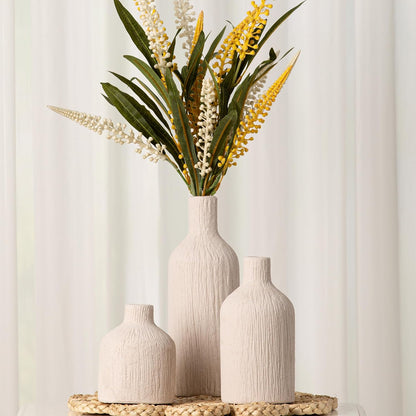 Ceramic Vase Home Table Decor - Flower Vase Set of 3 Living Room Kitchen Decorations Farmhouse Modern Rustic Vases Decorative Centerpiece for Shelf Bedroom Office Bathroom Dining Coffee Desk