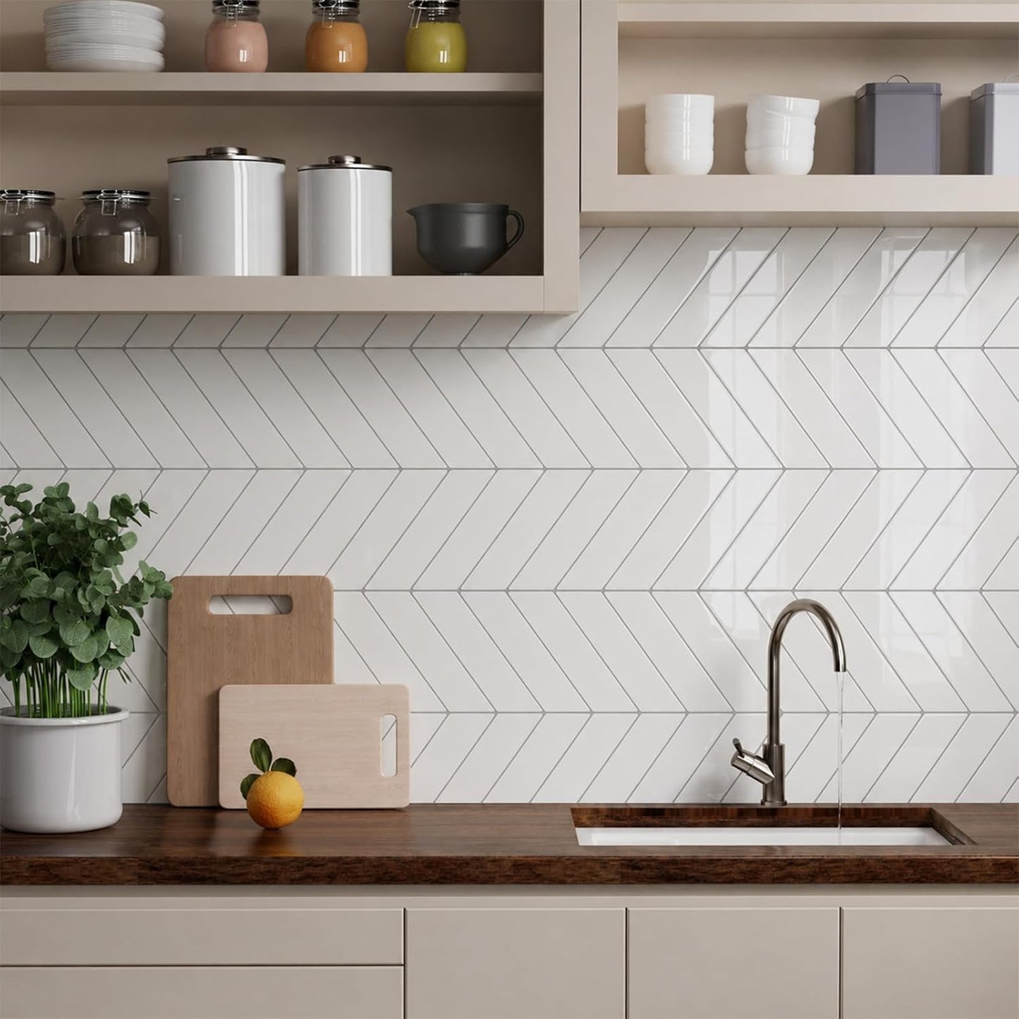Peel and Stick Backsplash Tile for Kitchen, 10 Sheets, 11.42''x9'' | White Gray 3D Self Adhesive Wall Tile Back Splash for Kitchen, Bathroom, Laundry Room