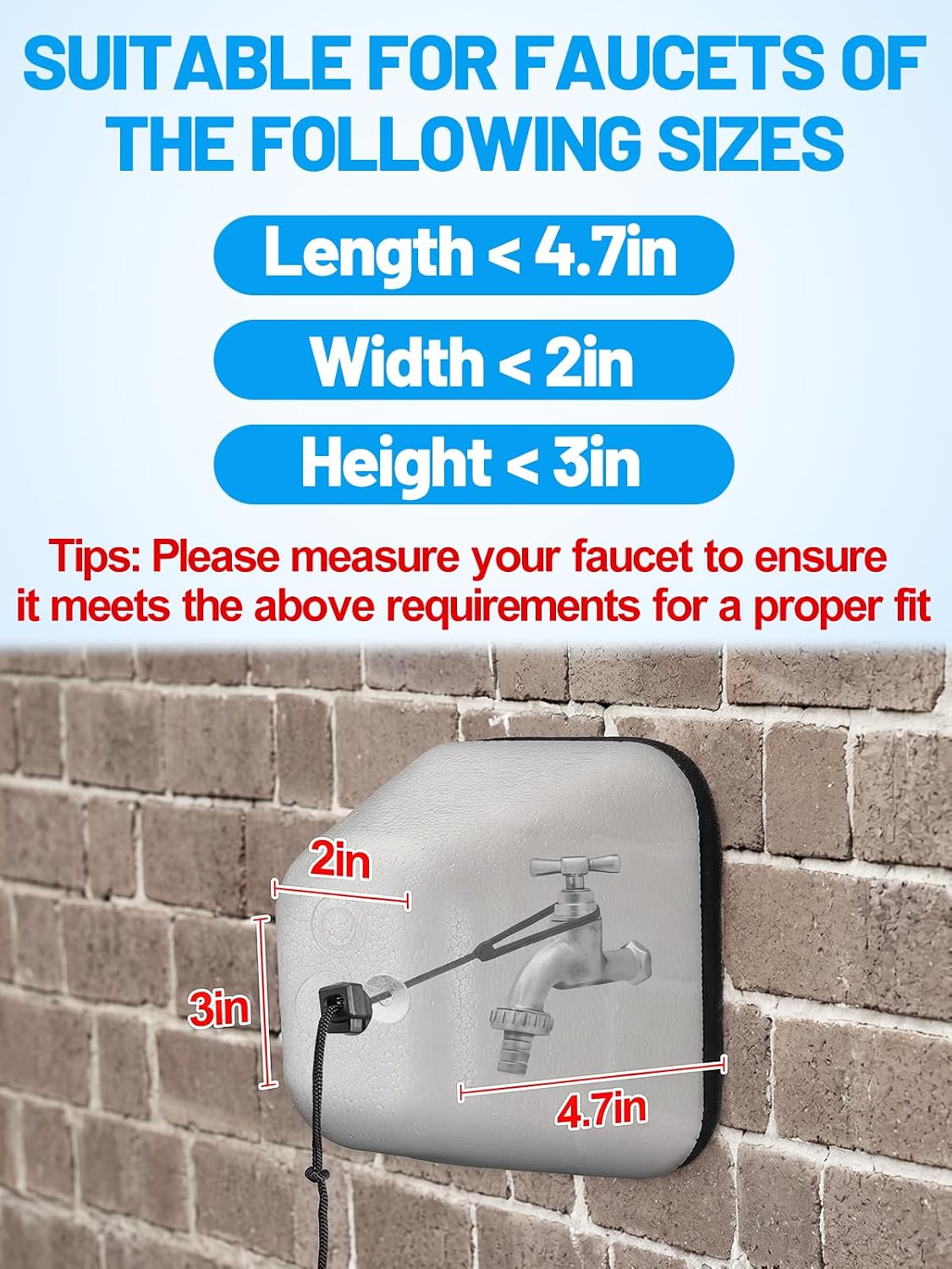 Outdoor Faucet Covers for Winter, Easy to Install Insulated Foam Protector Against Freeze for Outside Faucet Water Spigot Garden Hose Bib, Resuable, 2 Pcs