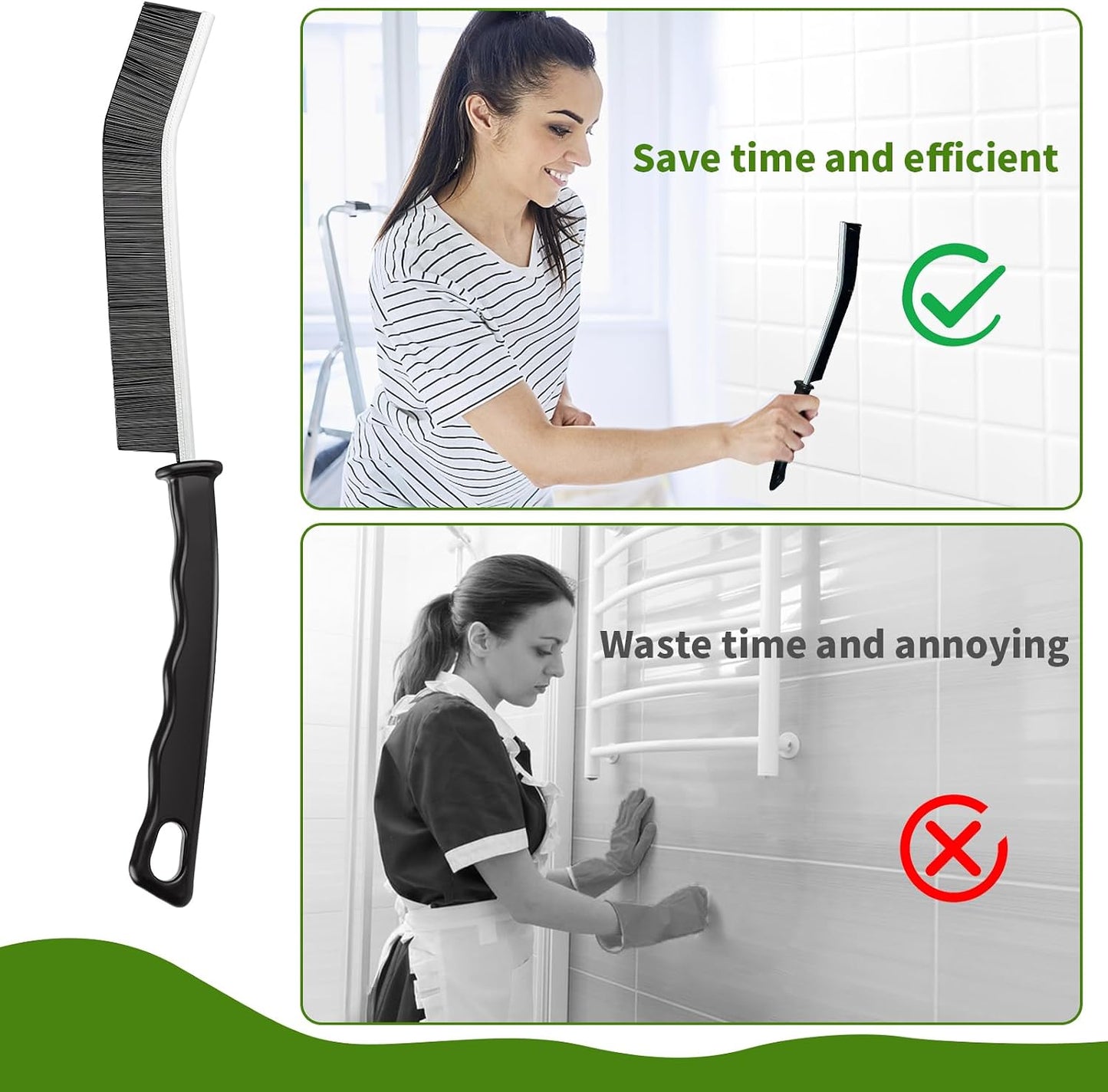 Tedmax 12PCS Grout Brush Set, Hard Bristle Crevice & Baseboard Tool | Crevice cleaning tool designed to reach tight spaces between tiles, sinks, cabinets and baseboards with ease.