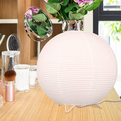 Lurrose Rice Paper Lamp Desk Floor Lantern Nightstand Bedside Smalll Lamps for Bedroom Living Room Office Classroom Dorm (Ball, 9.8"x9.8"Inch)