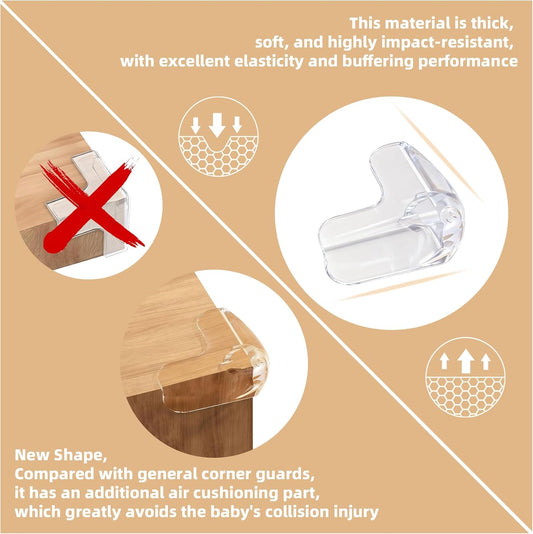 Baby Furniture Corner Protector - Soft Silicone Edge & Corner Guards,16 Pack of Transparent Bumpers for Tables, Desks, Cabinets Child Safety Essentials for Toddlers & Kids
