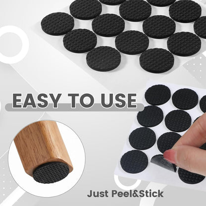 128 Pcs Non Slip Furniture Pads, 3/4 Inch Round Anti Slip Furniture Pads, Self Adhesive Rubber Anti Skid Grippers, Chair Leg Floor Protectors for Hardwood Floors, Keep Furniture in Place