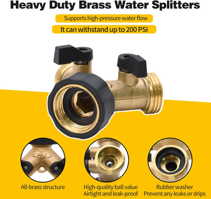 1/2/4 Pack 2 Way Hose Splitter, for 3/4" Hose Connector, with Rubber Washers & Tapes | for 3/4" Hose Connector
