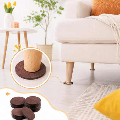 16 Pcs 2-1/2”/63mm Felt Furniture Pads for Hardwood Floors, Brown Round Self Adhesive Furniture Pads, 5mm Thick Anti Scratch Floor Protectors for Chair Legs Furnitures Feet
