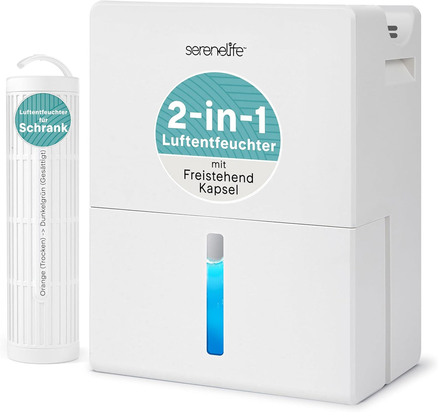 SereneLife Dehumidifier, Quiet 2-in-1 Thermoelectric & Desiccant Dehumidifiers for Home, 85 oz Tank Drying Base w/Small Room Attachment, Smart Humidity Control for Basement, Bathroom, Bedroom, Closet