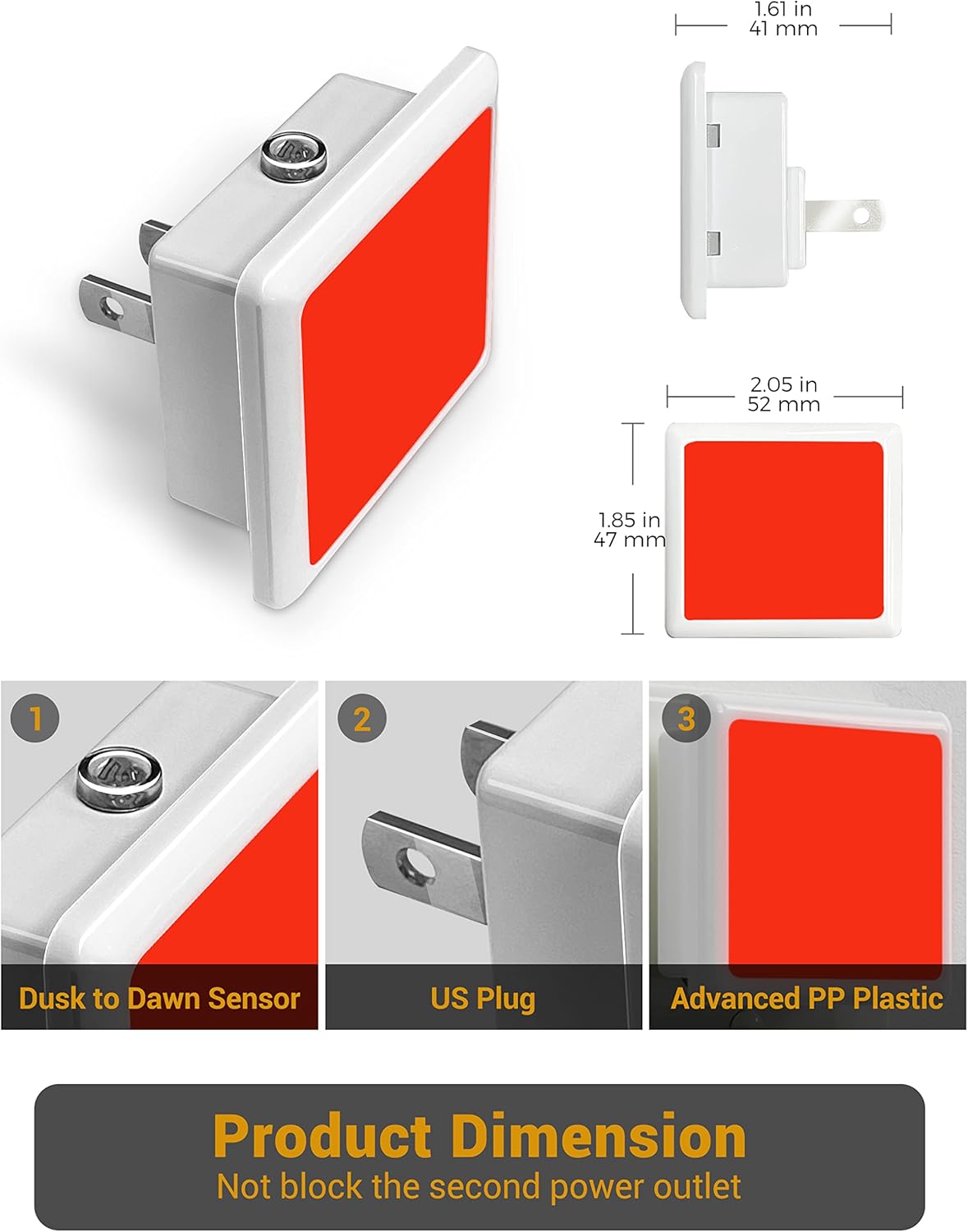 JandCase Night Lights Plug into Wall 2 Pack, Plug in Night Light with Dusk-to-Dawn Light Sensor, 3000K Soft White 0.3W, LED Nightlight for Bathroom, Adult, Hallway