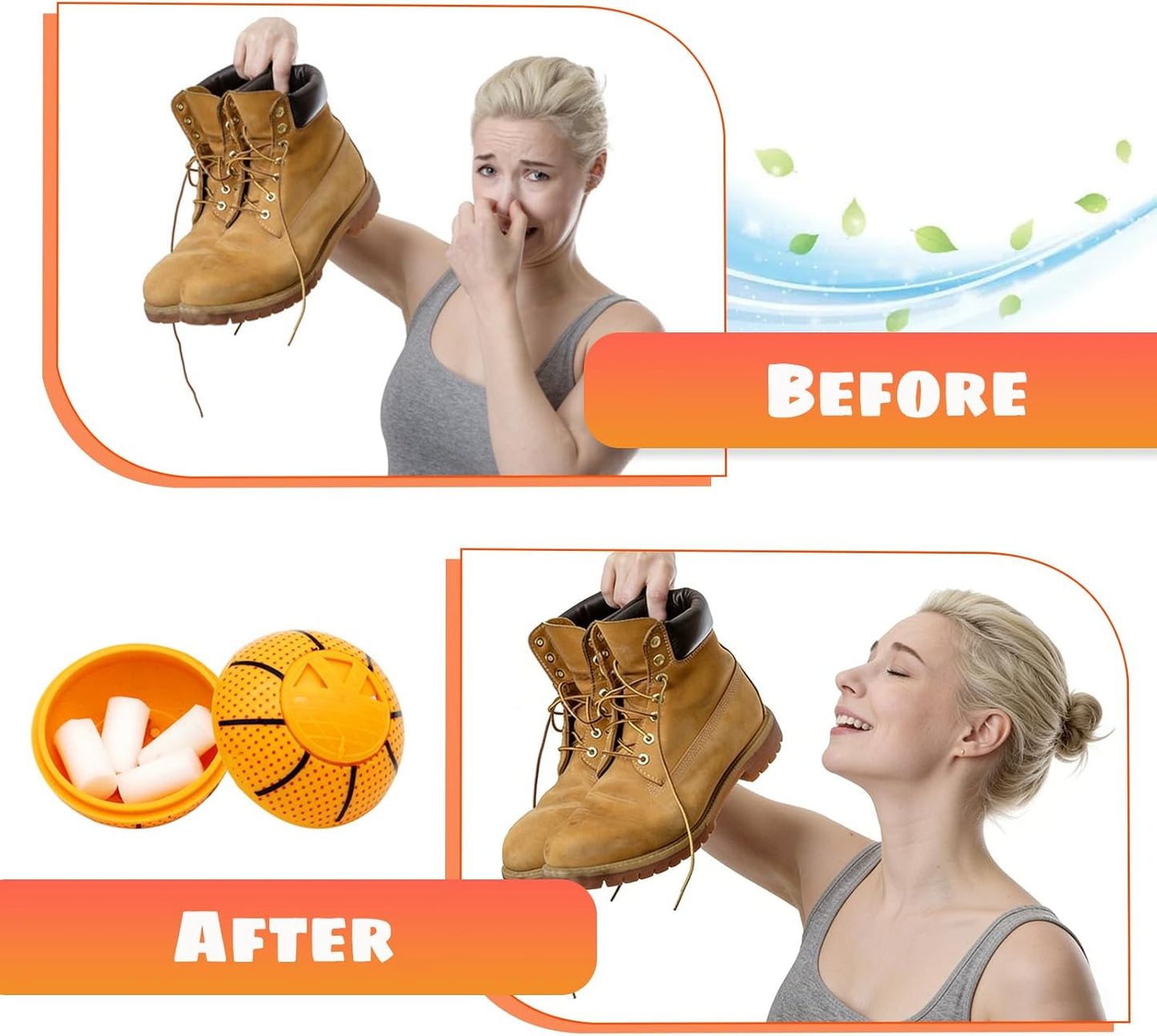 Reusable Shoe Deodorizer,Eco-Friendly Sneaker Balls,Long-Lasting Foot Odor Eliminator for Feet –Compact, Gym and Travel Freshener for Men, Women (6-Pack)