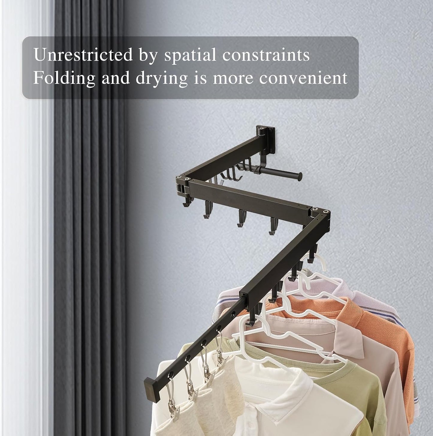 RFOUO Wall Mounted Clothes Drying Rack,Drying Rack Clothing Wall Mount with Foldable Features(Tri-Fold),Space Saver,Wall Mounted Drying Rack for Laundry Balcony Bathroom (White)