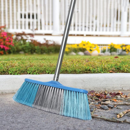 LandHope Heavy Duty Broom, 15.75in Wide Push Broom, 45.67in Long Handle, Adjustable, Floor Sweeper for Indoor Outdoor Commercial Warehouse Home Kitchen Patio Garden Garage