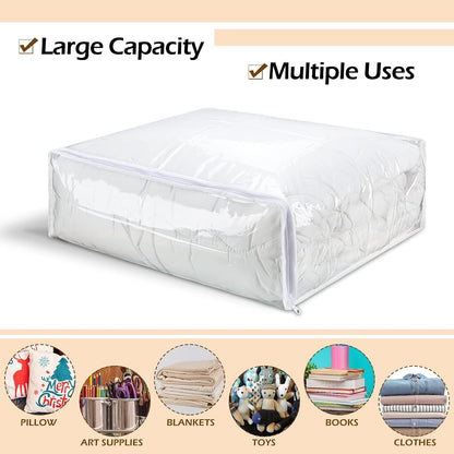 6 Packs Clear Zippered Storage Bags 24 x 20 x 11 Inch Sweater Moth Bags Vinyl Plastic Storage for Blankets Clothes Bed Sheet Organizer with Zipper for Closet Linen Sweater Clothes Comforters Pillow