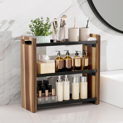 Bathroom Counter Organizer,Bathroom Counter Shelf,Bathroom Organizers,Under Sink Organizer,Cologne Organizer For Men,Colognes Stand,Cologne Cabinet,Vanity Shelf(Black 2 Tier)