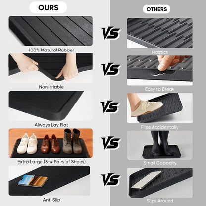 HIYARD Rubber Boot Tray for Entryway, Multipurpose Boot Mat, Shoe Tray, Shoe Mat for Indoor and Outdoor, 16x27.5, Black