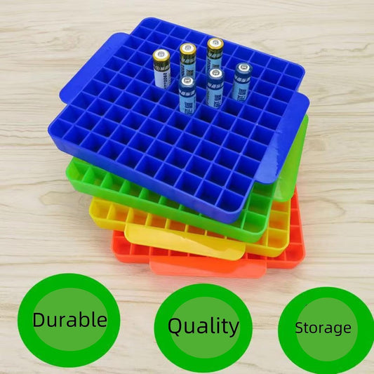 100 Slot Battery Storage Organizer, AA Battery Case Holder Storage Vault Container for Drawer Organization Holds 100 AA Batteries (Batteries Not Included) Blue