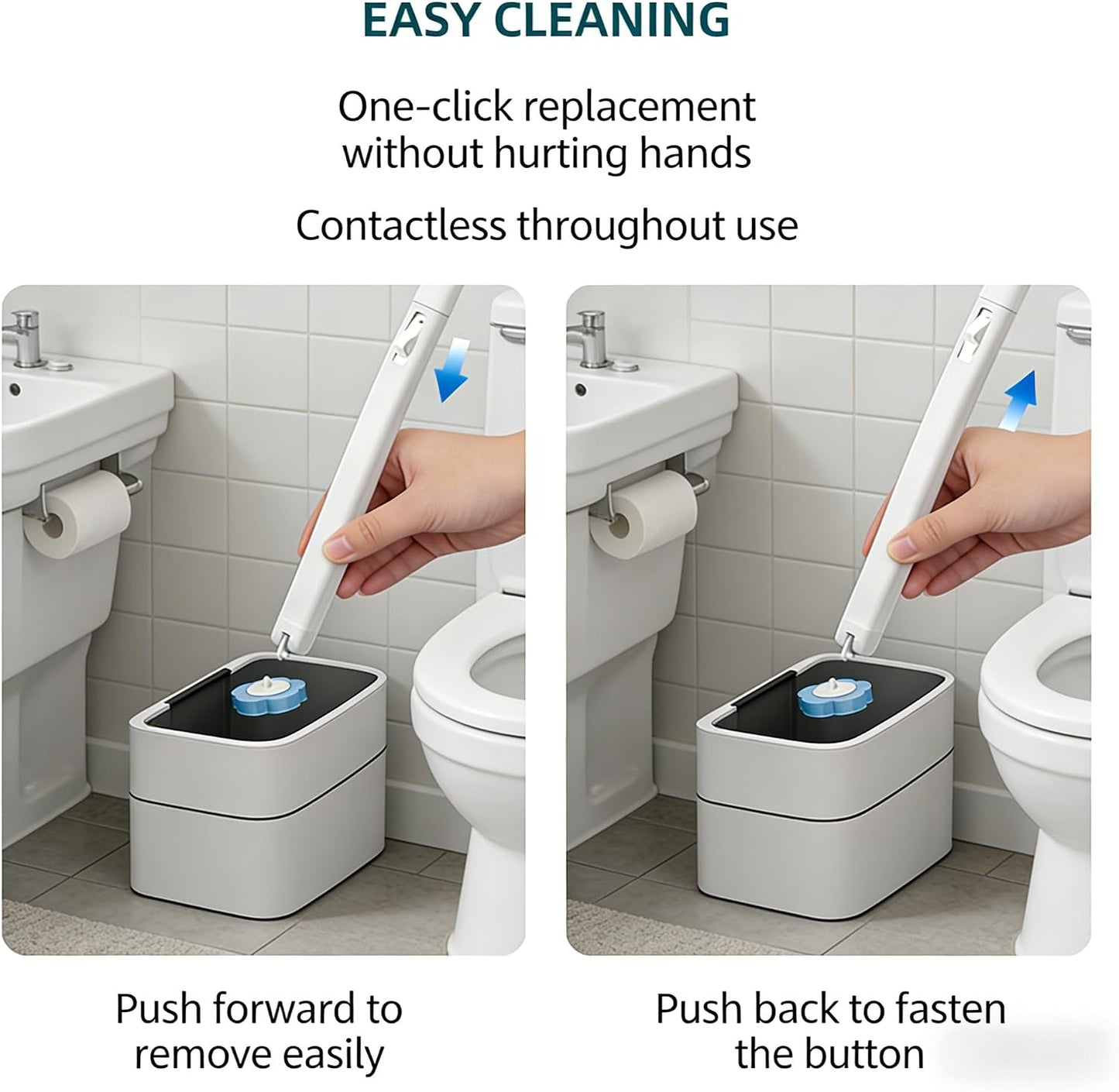 36 Sets of Disposable Toilet Brush Replacement Pads, Toilet Brush Sets, wall-Mounted Non-Contact Toilet Cleaning Kits, and Three Types of Replacement Brush Heads (Replace the Brush Head)