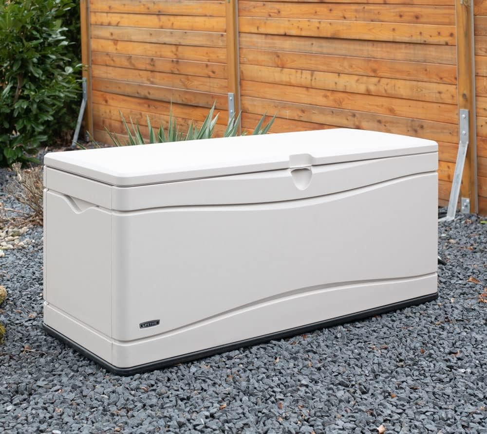 LIFETIME 60012 Extra Large Deck Box, 130 Gallon, Desert Sand/Brown