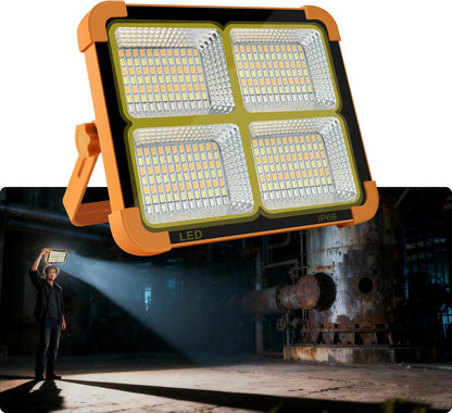 Portable LED Work Solar Light 100W 16500mAh 10000 LM with Stepless Brightness Job Site Battery Rechargeable LED Floor Light for Emergency Worklight for Hurricane